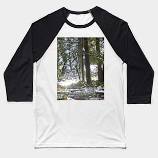 Forest Sun Rays in the  Snow #47 Baseball T-Shirt